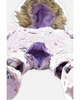 Baby One Piece Snowsuit Adapted For Car Seats Purple Cat Print