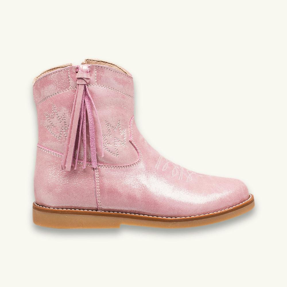 Hannah Suede Boot | Metallic Pink