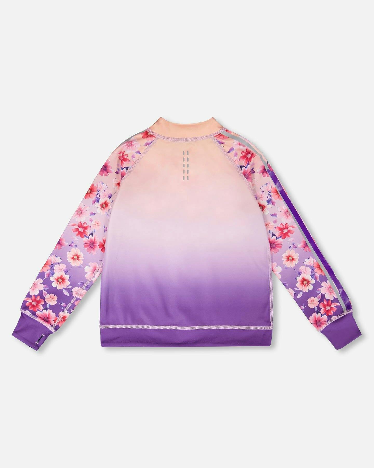 Full Zip Reversible Athletic Cardigan In Recycled Polyester Pink To Mauve Gradient