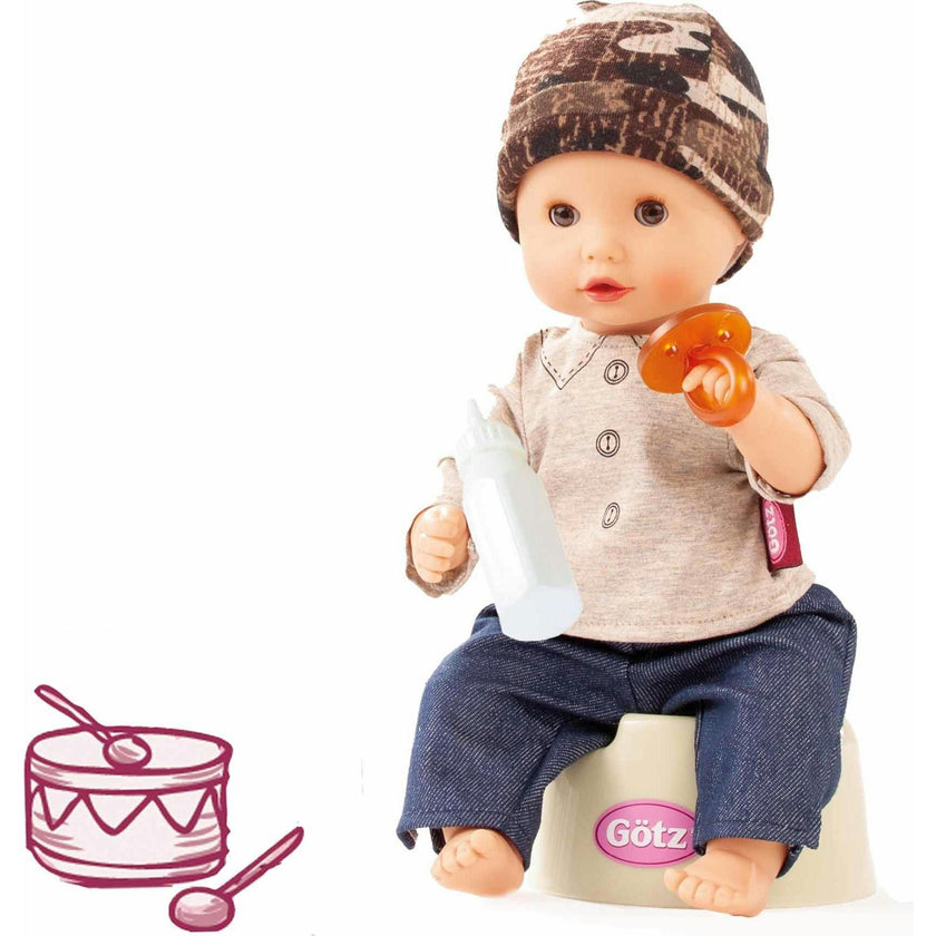 Aquini 13" Drink & Wet Anatomically Correct Boy Bath Baby Doll with Potty