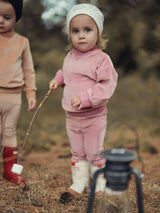 Baby Girls Velour Neck Sweater & Pant 2-Piece Set