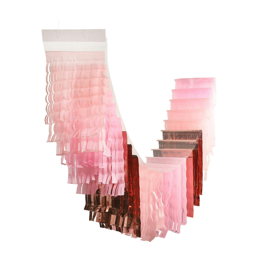 Packed Party Pretty in Pink Fringe Canopy Banners Set of 2 - Metallic and Pink Cascading Fringe Party Banners for Birthdays, Bachelorettes, and Celebrations