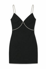 Kat Black Rhinestone Trim Dress