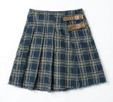 Plaid Denim Skirt