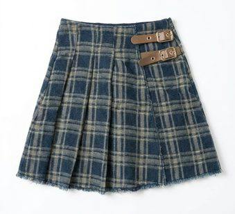 Plaid Denim Skirt