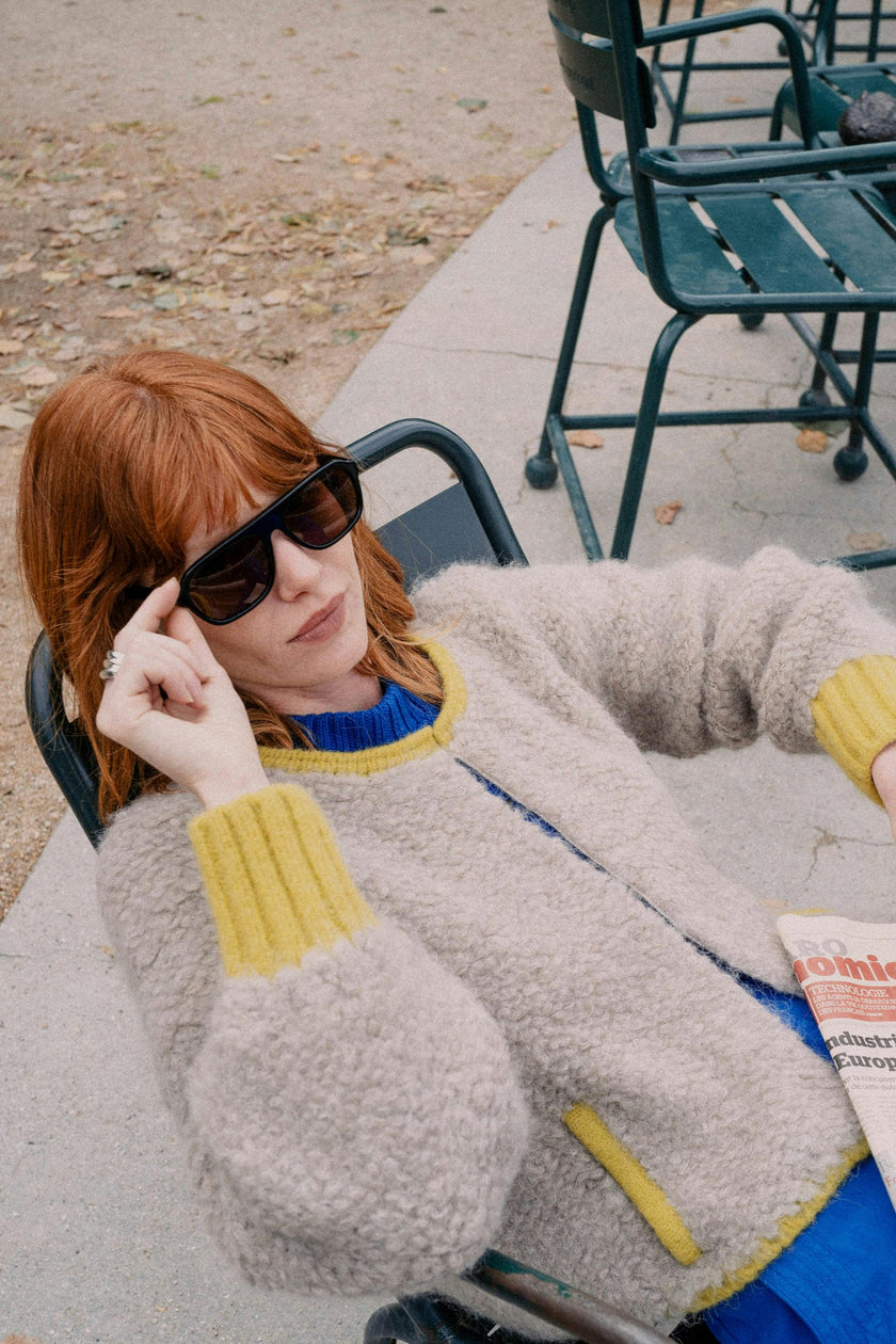 Fargo Knit Jacket in Sand/Lemongrass