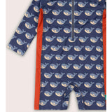 Singing Whales UPF 50 Recycled Sunsafe Sunsuit, Blue