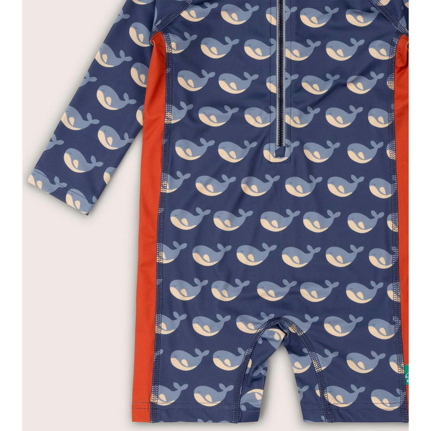 Singing Whales UPF 50 Recycled Sunsafe Sunsuit, Blue