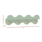 Lido Wave Bookshelf with Hooks in Light Sage/Honey