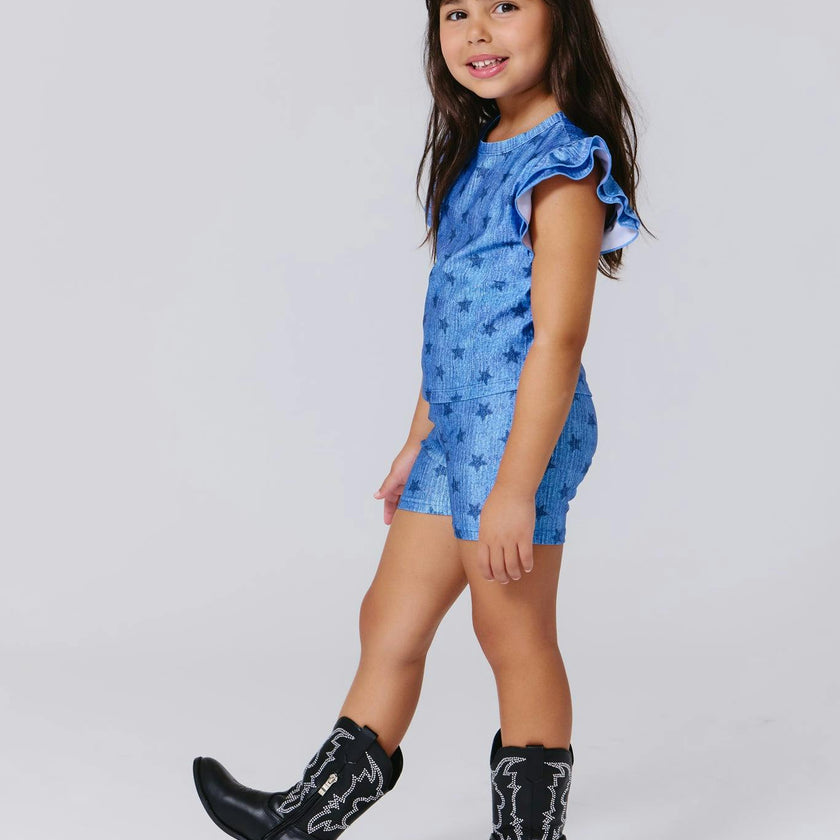 Girls Hi-Shine Ruffle Crop Top