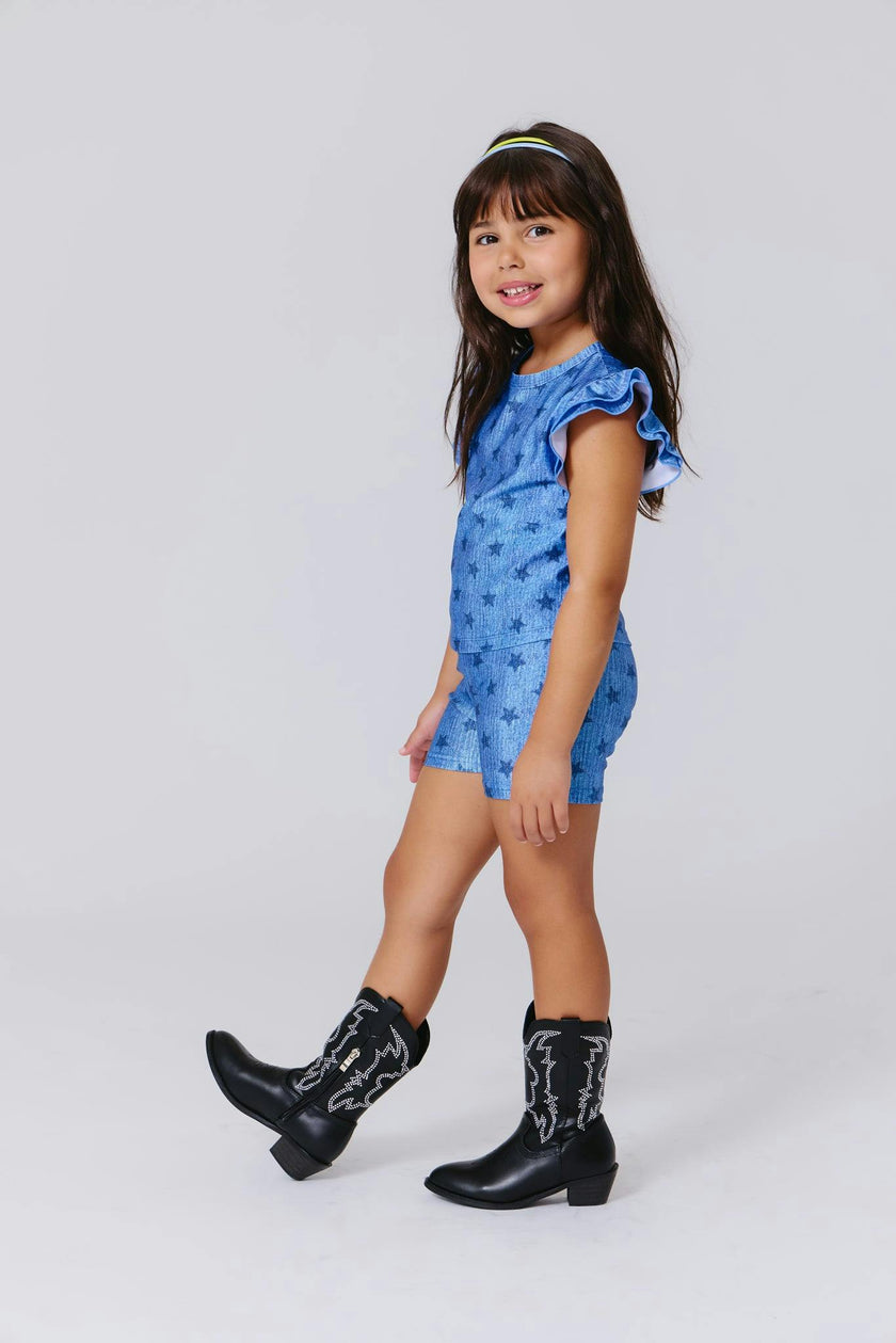 Girls Hi-Shine Ruffle Crop Top