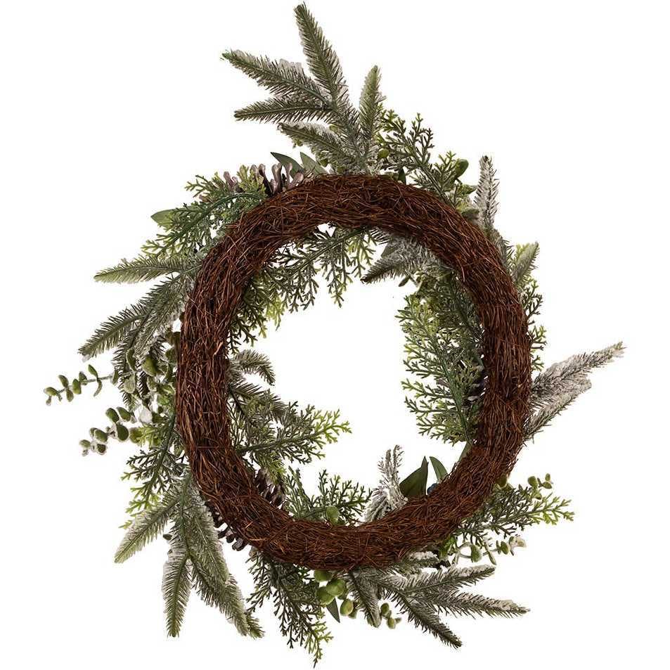 Un-Lit Decorated Rattan Wreath with Blueberries