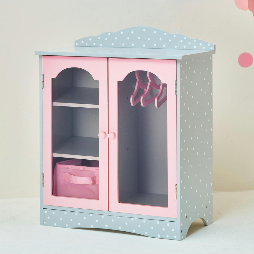 Polka Dots Princess 18" Doll Fancy Closet with 3 Hangers