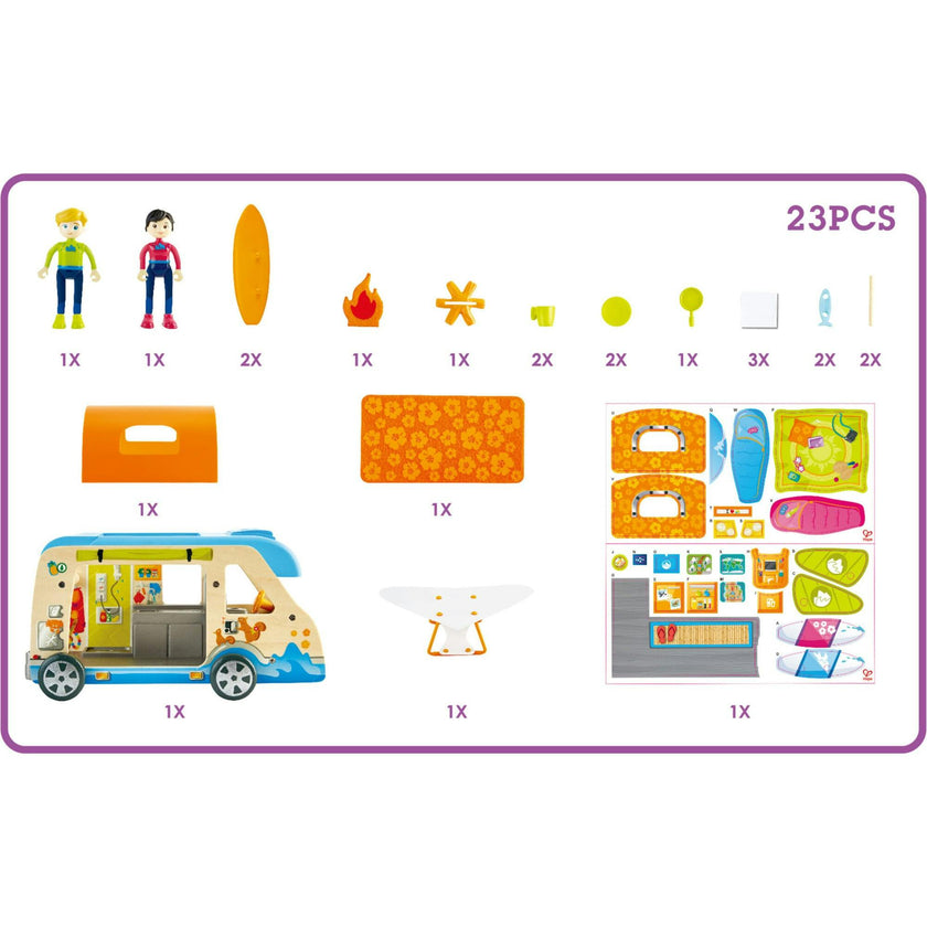 Adventure Camper Van Playset W/ Action Figures & Accessories