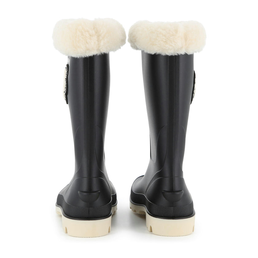 Black Daisy Rain Boots