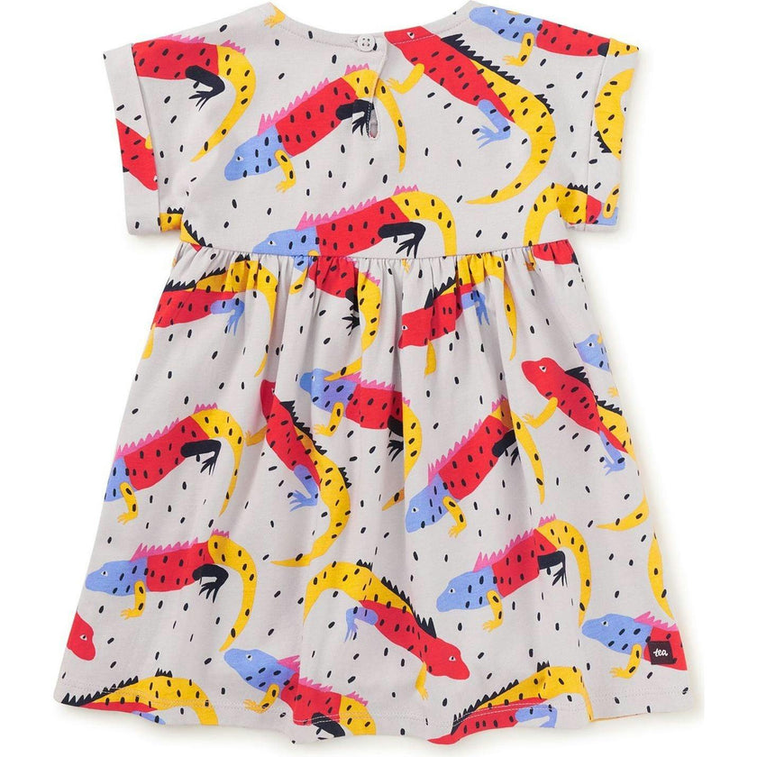 Short Sleeve Empire Dress, Grey