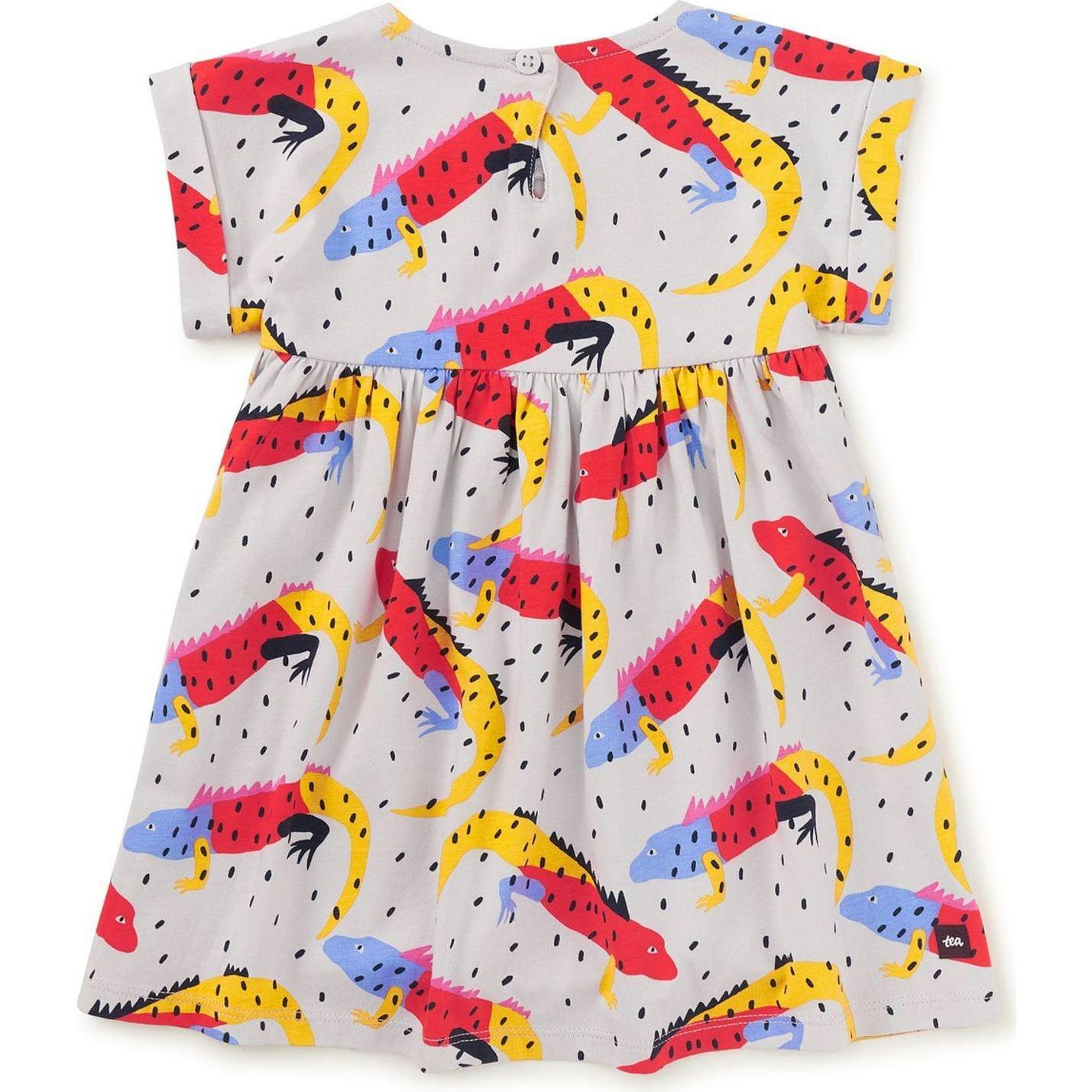 Short Sleeve Empire Dress, Grey