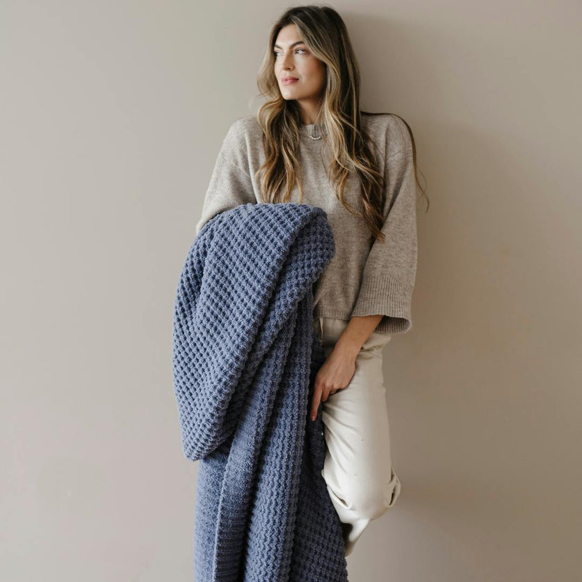 WAFFLE KNIT XL THROW BLANKETS