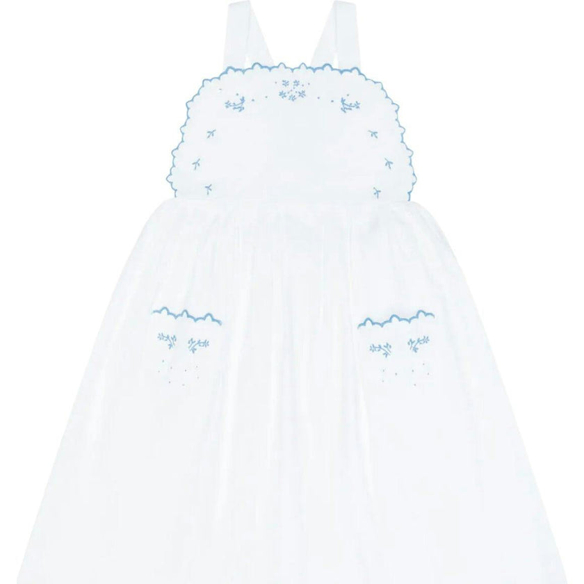 girls shell white cross back pinafore dress