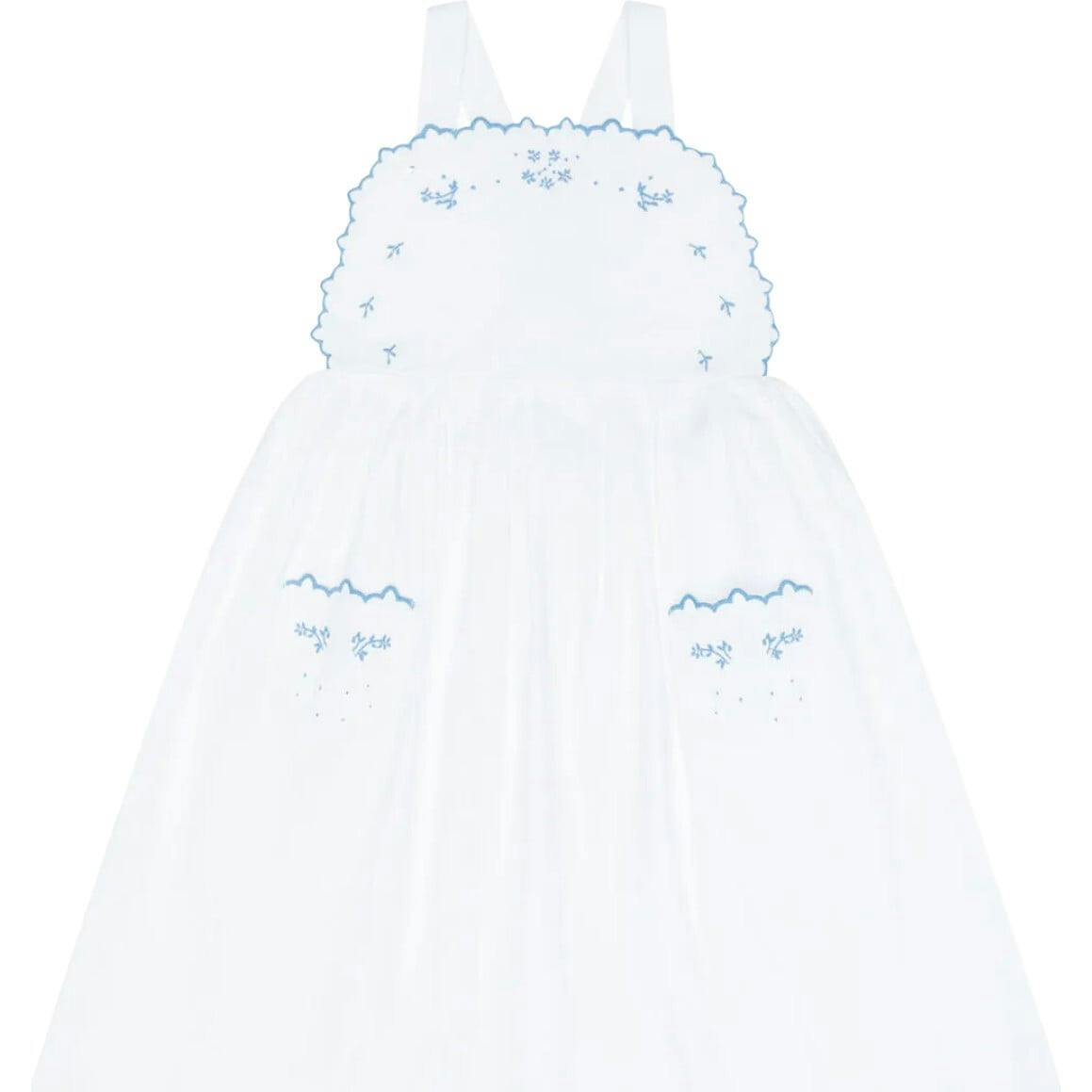 girls shell white cross back pinafore dress
