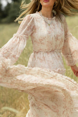 Geneva Dress in Banana Creme Aquarelle Fleur