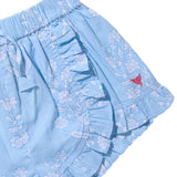 Girls Millie Ruffle Short - Blue Dewdrop Block Print