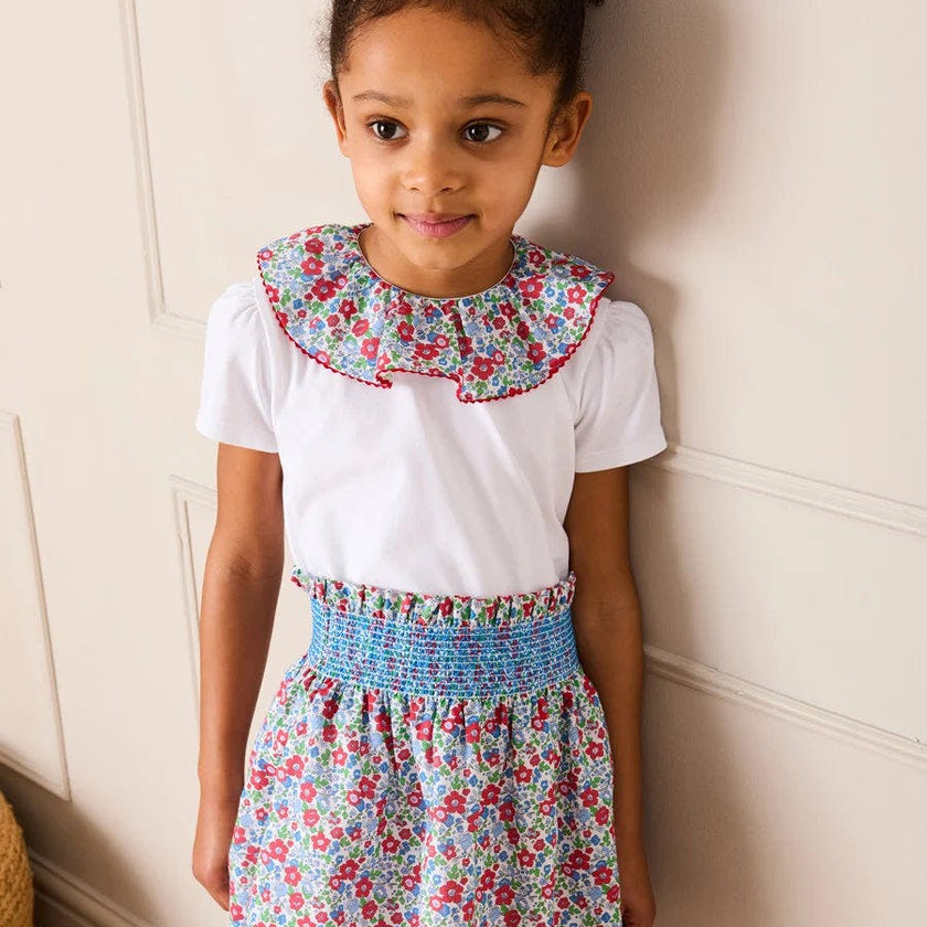 Emilia Floral Elasticated Waist Skirt in Red (2-10yrs)