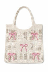 CROCHET BAG PINK BOW