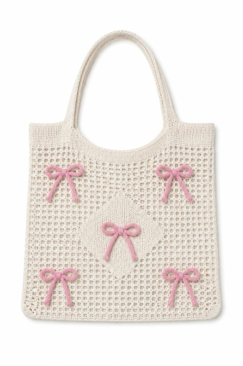 CROCHET BAG PINK BOW
