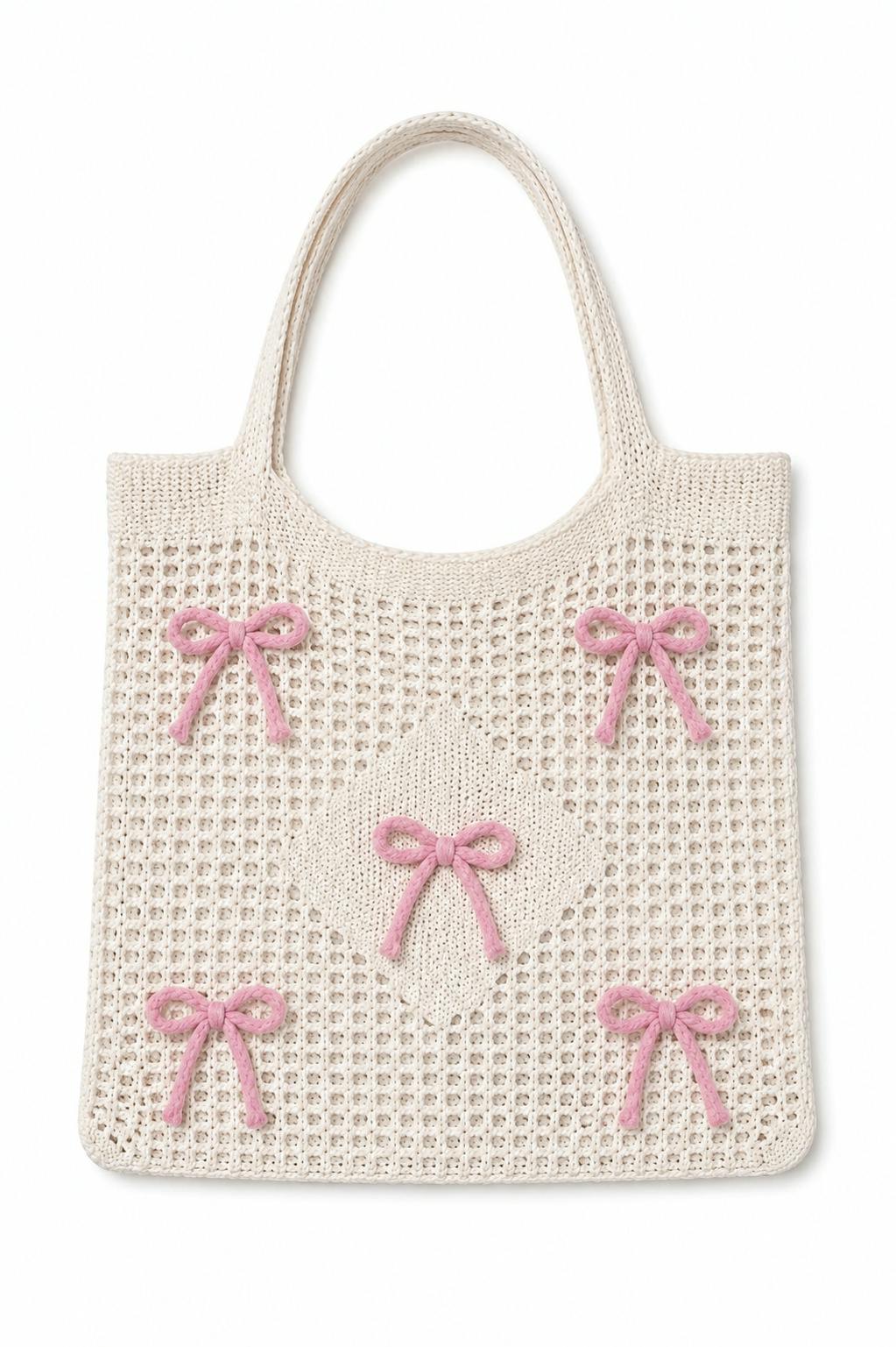 CROCHET BAG PINK BOW