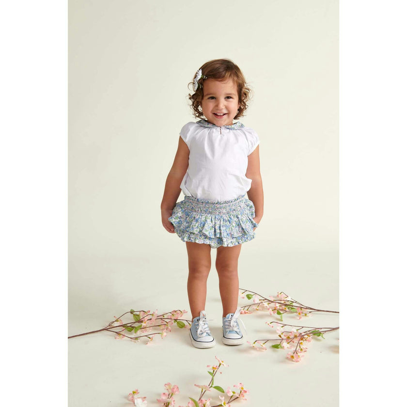 Hand-Smocked Baby Skort Pearl