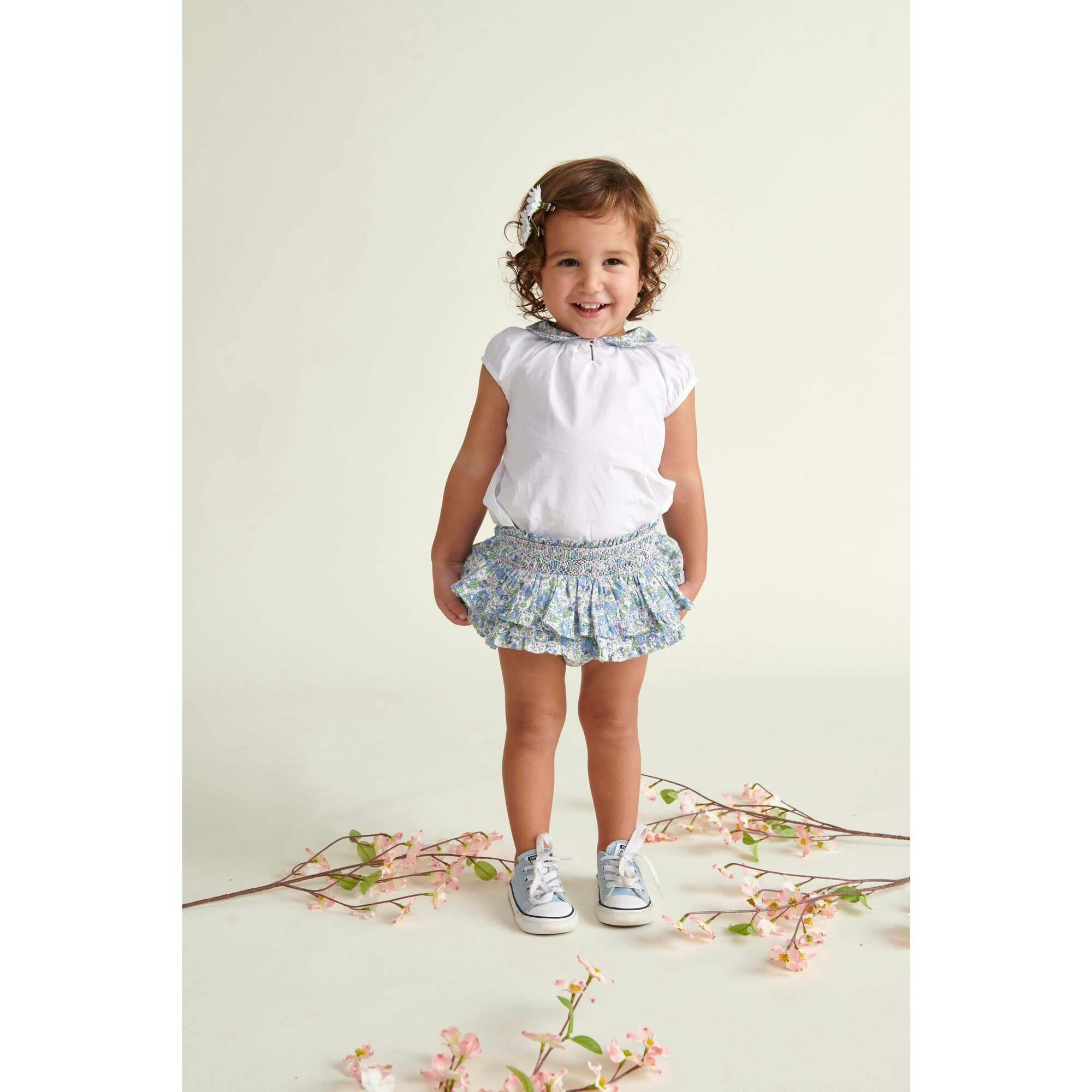 Hand-Smocked Baby Skort Pearl