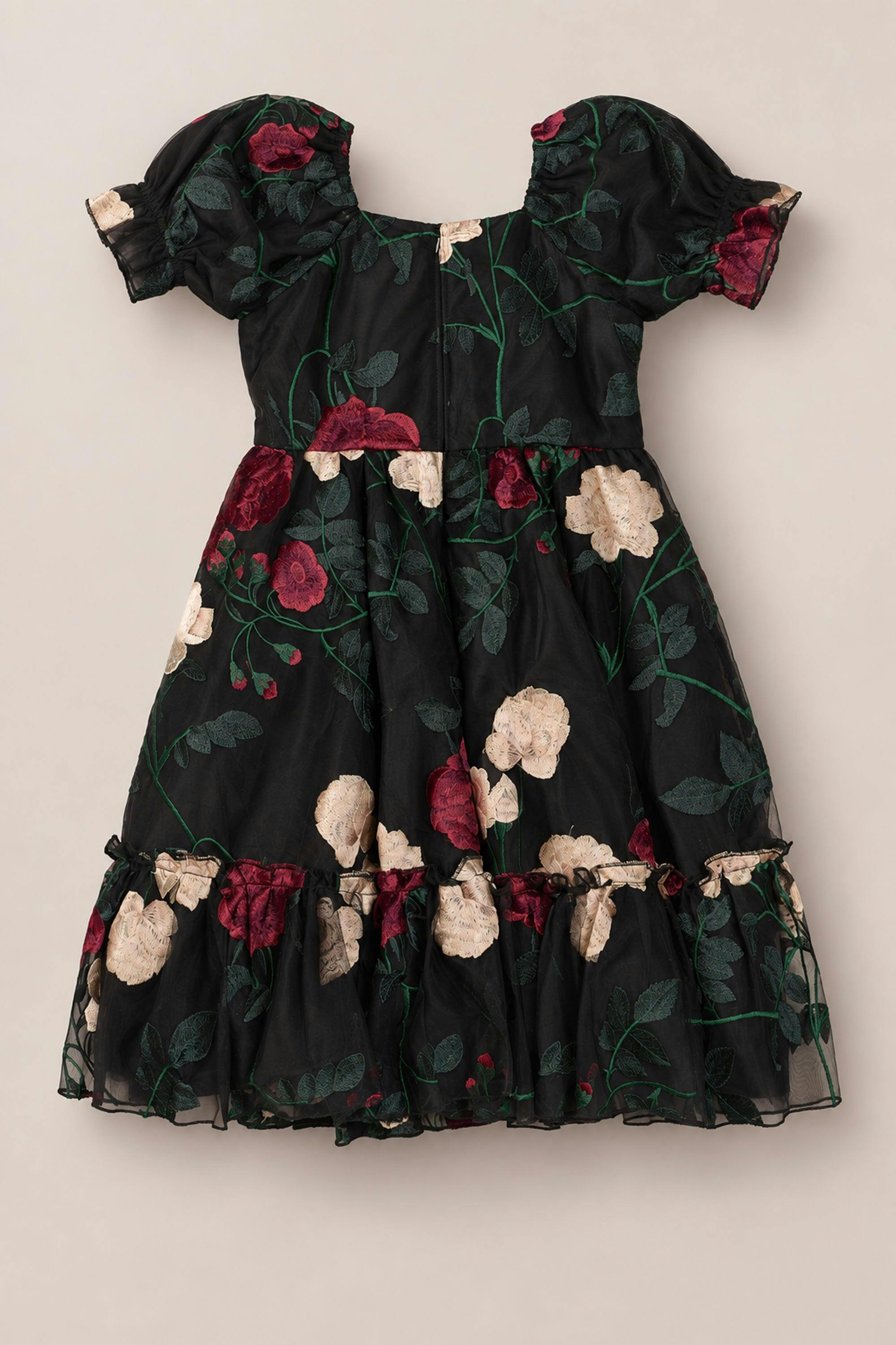 Mini Amora Dress in Obsidian Rose Embroidery