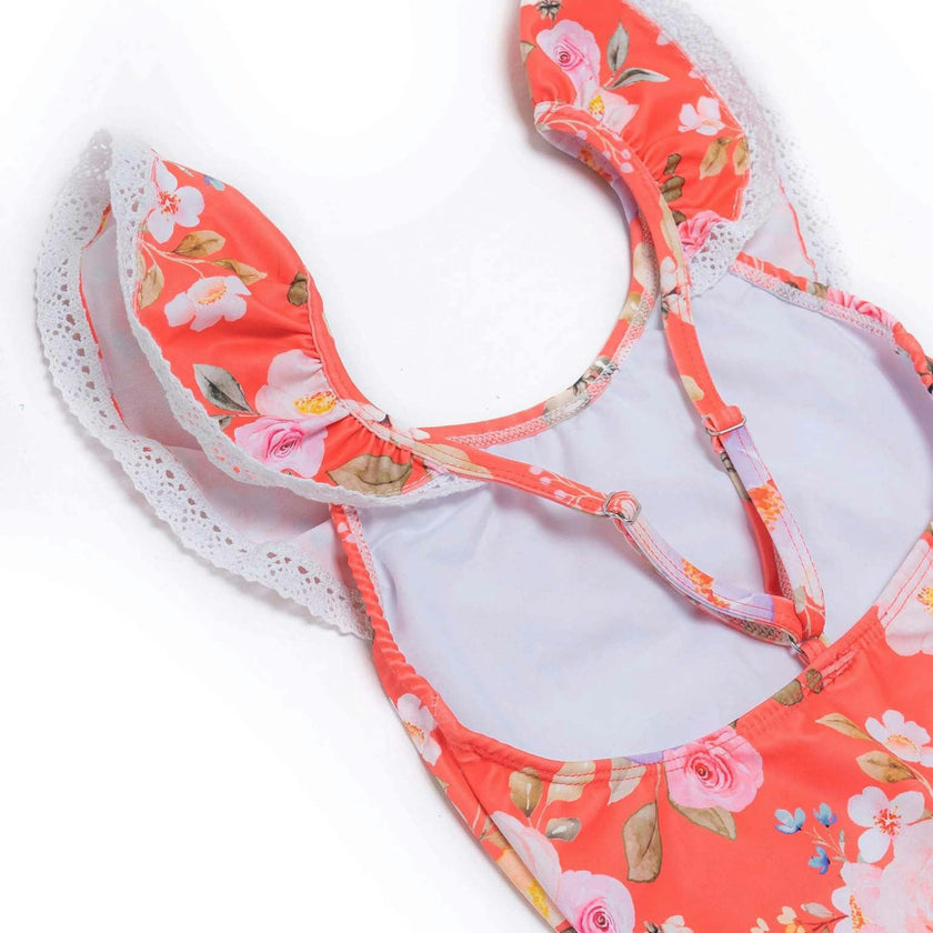 Ruffle Neck One Piece Swimsuit