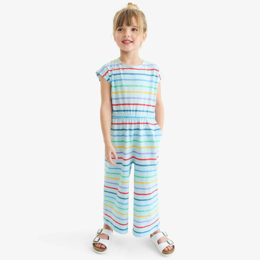 Clearance kids backyard romper in rainbow stripe