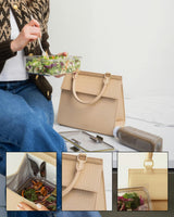 Medium Stylish, Chic Insulated Lunchbox, Cream Croc