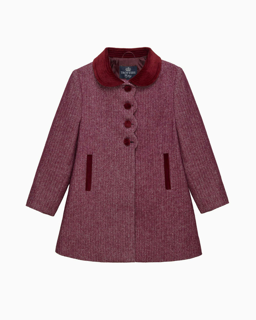Matilda Swing Coat in Plum Herringbone