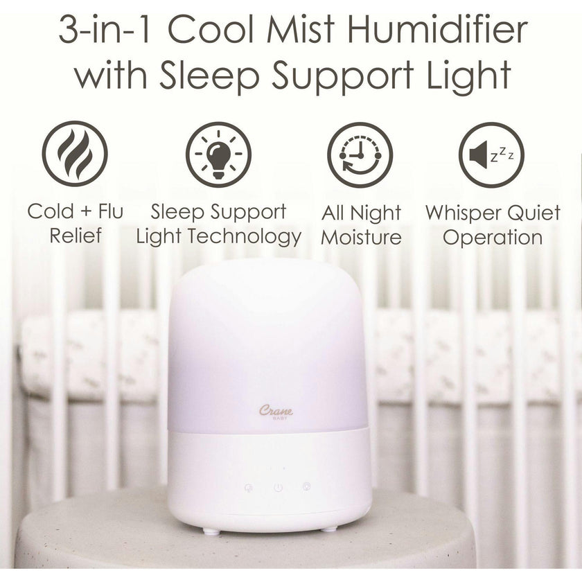 3-in-1 Compact Humidifier for Baby Nursery | 0.5 Gallon with Sleep Support Light & Aroma Diffuser