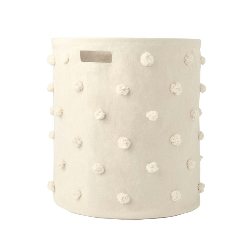 Pom Pom Hamper w/Ring - Natural