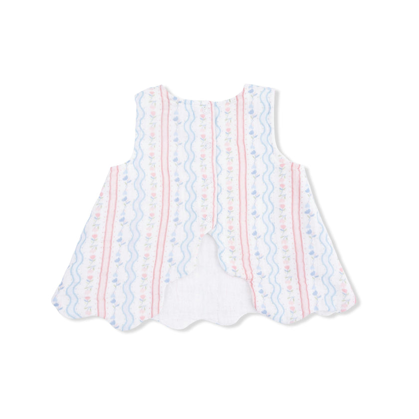 Tulip Stripe - Scallop Back Top with Bloomer & Headband