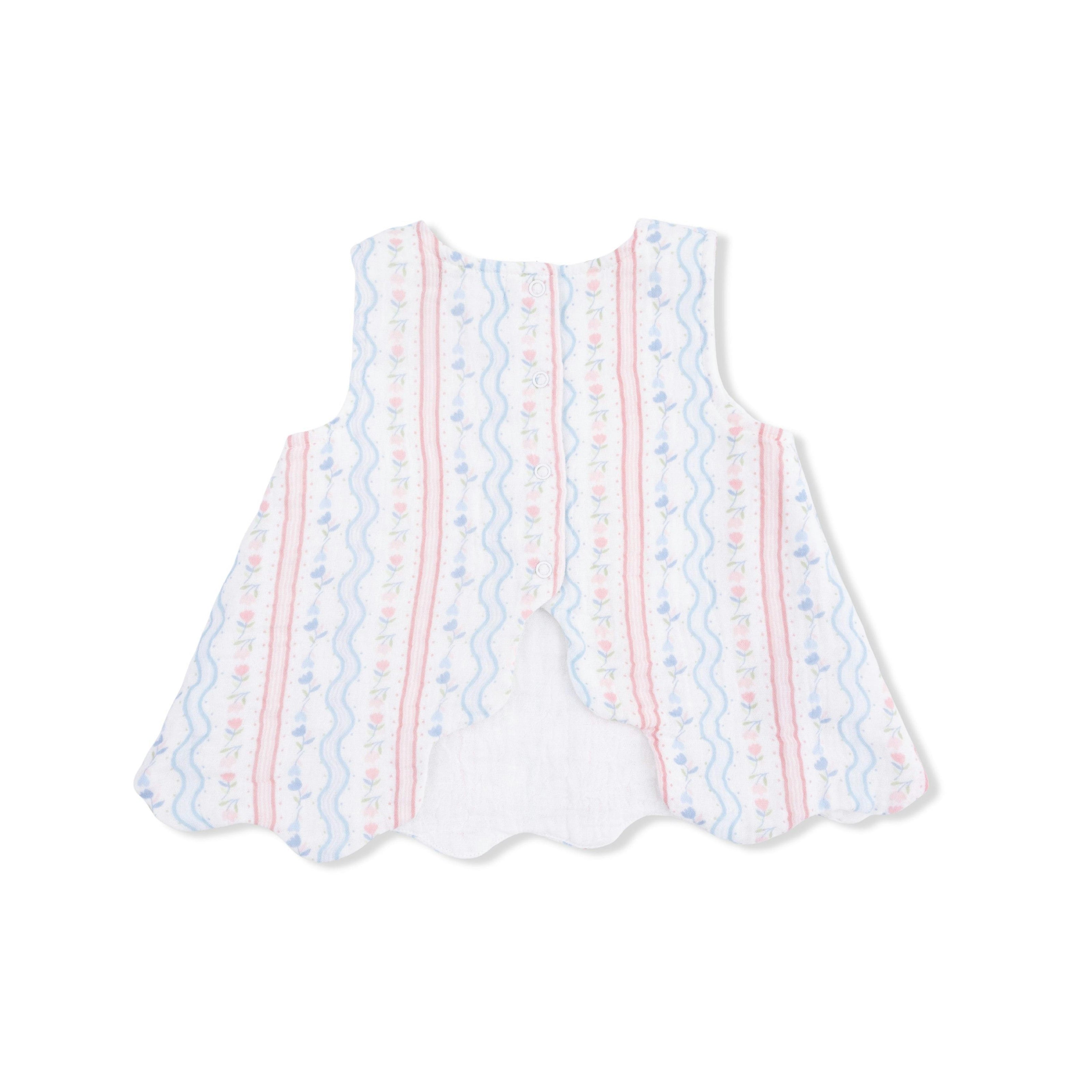 Tulip Stripe - Scallop Back Top with Bloomer & Headband