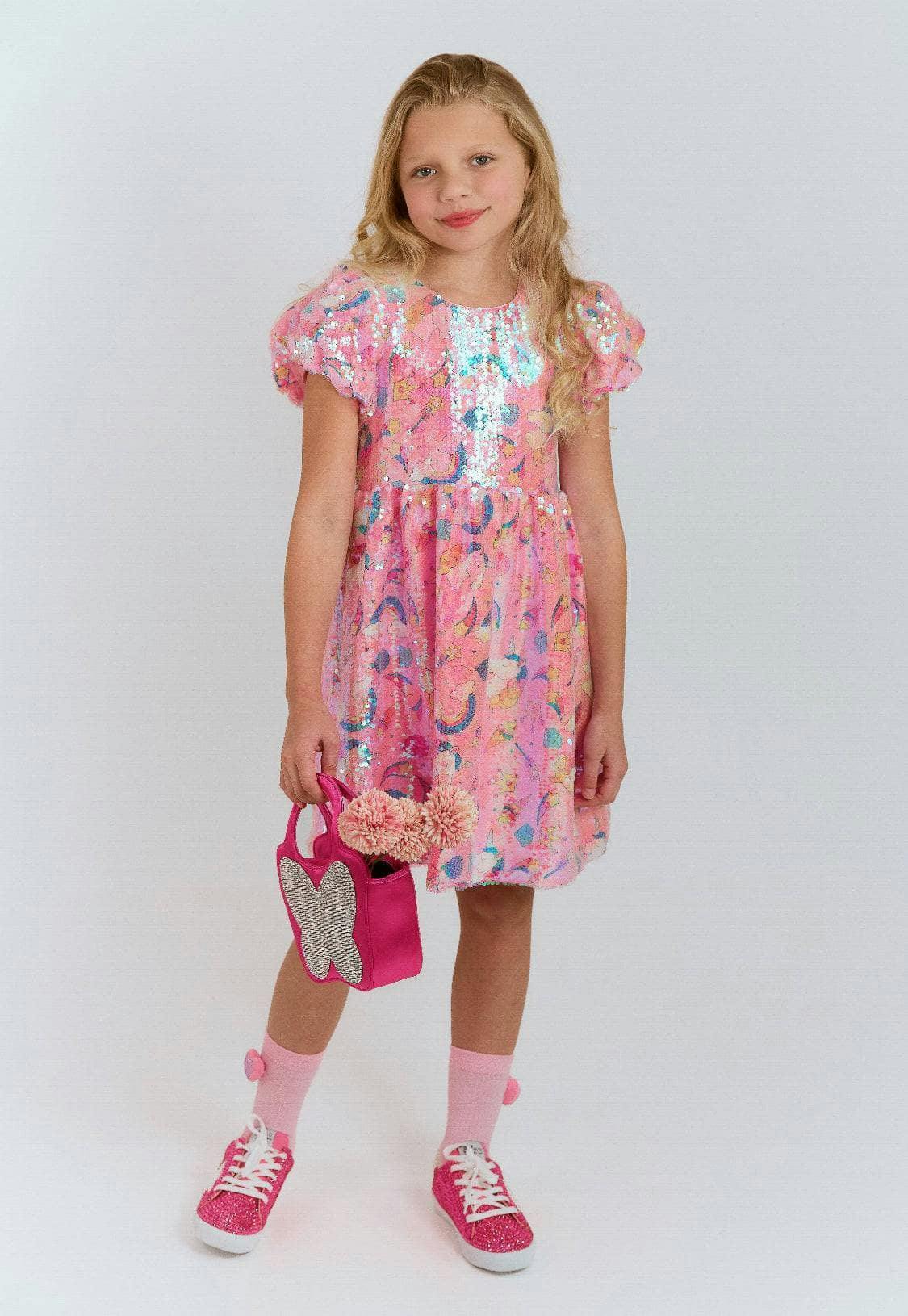 Dream Sequin Short Puff Sleeve Dress