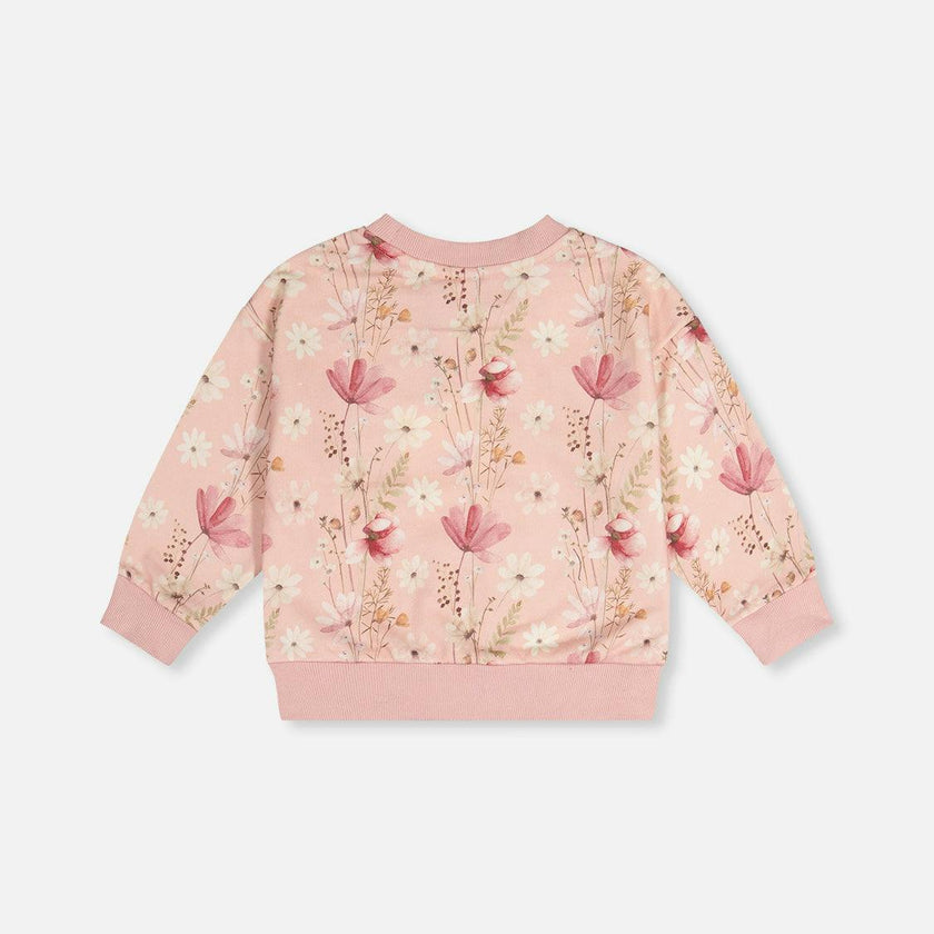 Sweatshirt Pink Printed Flowers