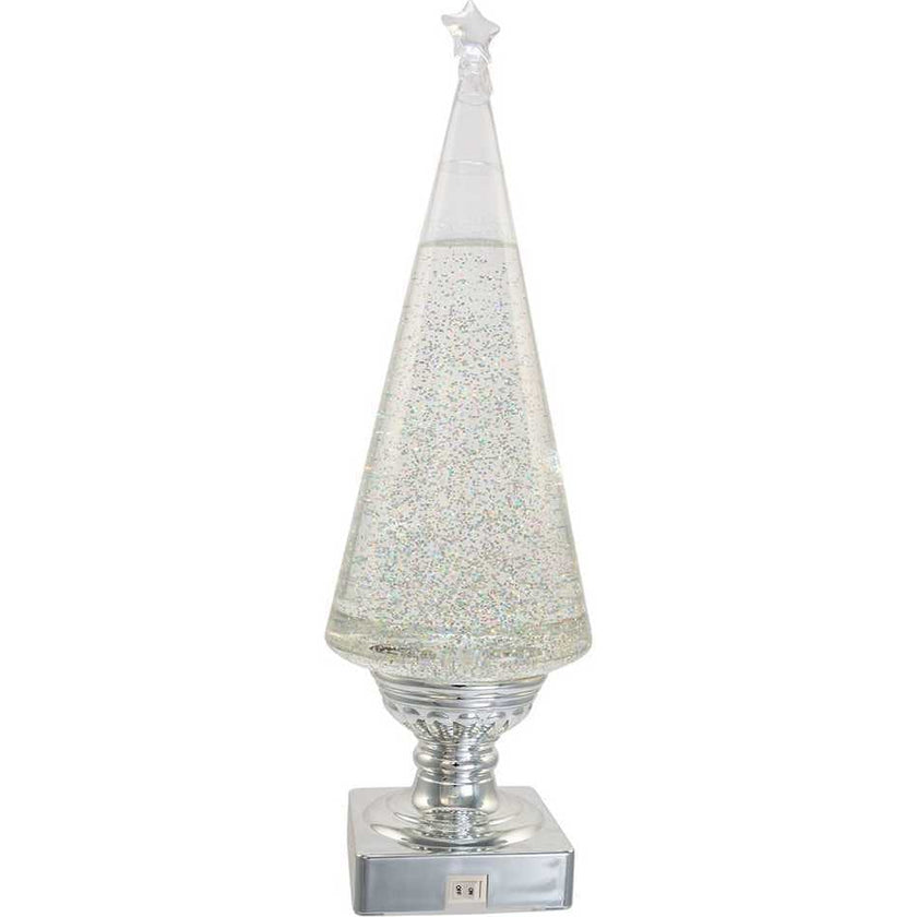 14-Inch Battery-Operated Clear and Silver Lava Light Tree