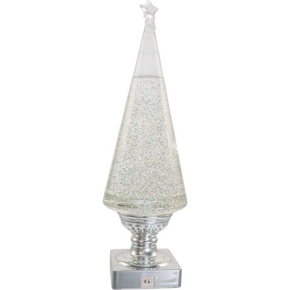 14-Inch Battery-Operated Clear and Silver Lava Light Tree