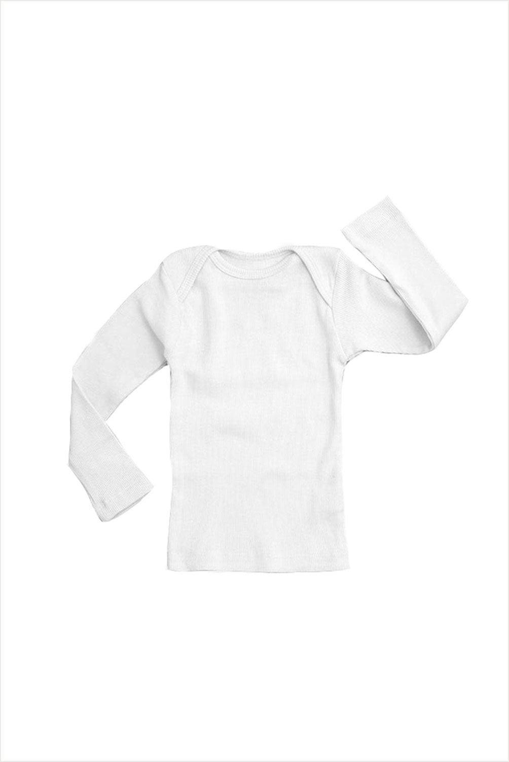 Rib Lap Shoulder Tee Long Sleeve White
