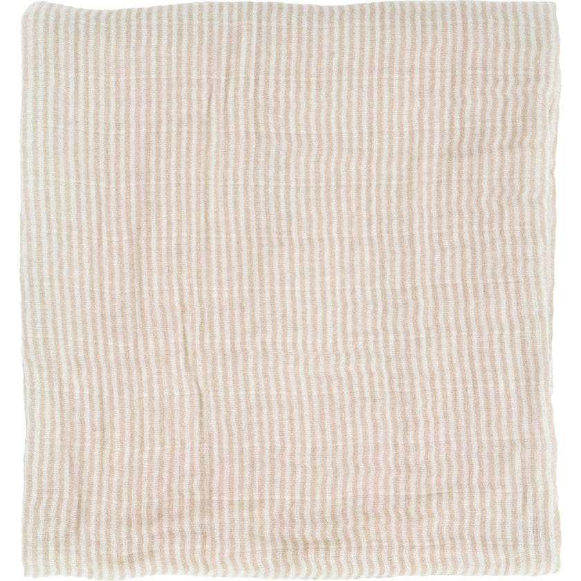 Organic Cotton Muslin Swaddle Blanket - Sand Stripe