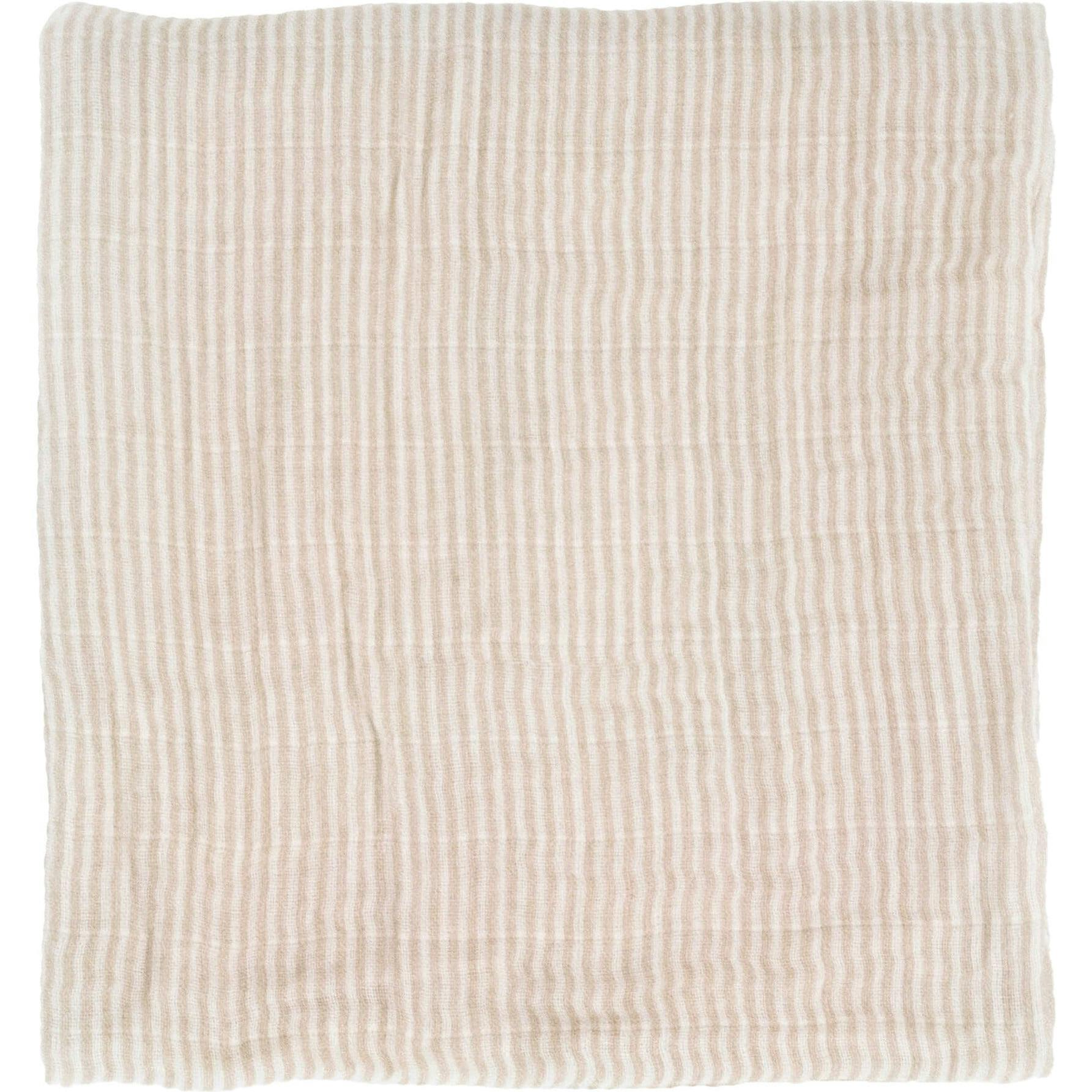 Organic Cotton Muslin Swaddle Blanket - Sand Stripe