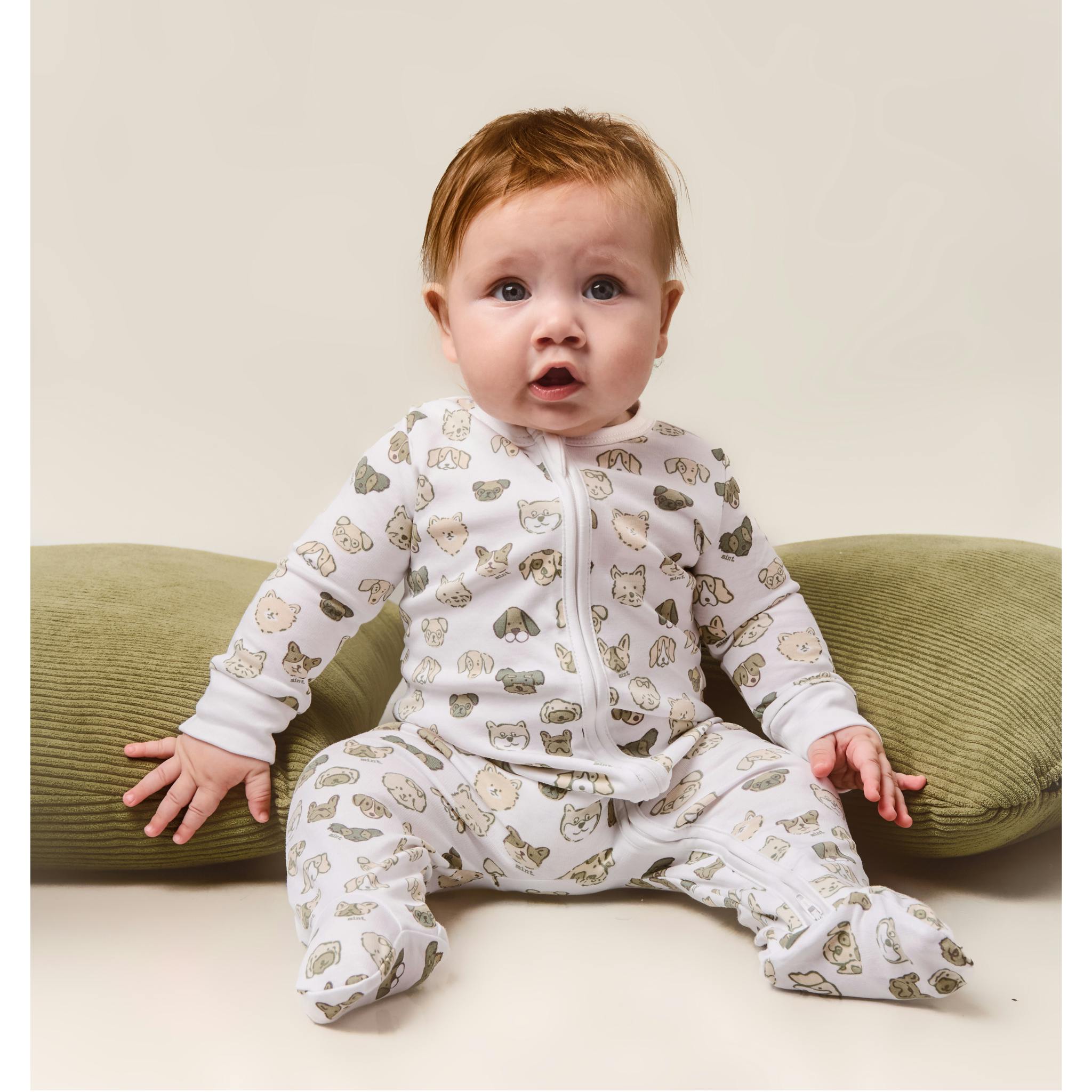 Mini Woof Squad Grey Zip-up Bodysuit