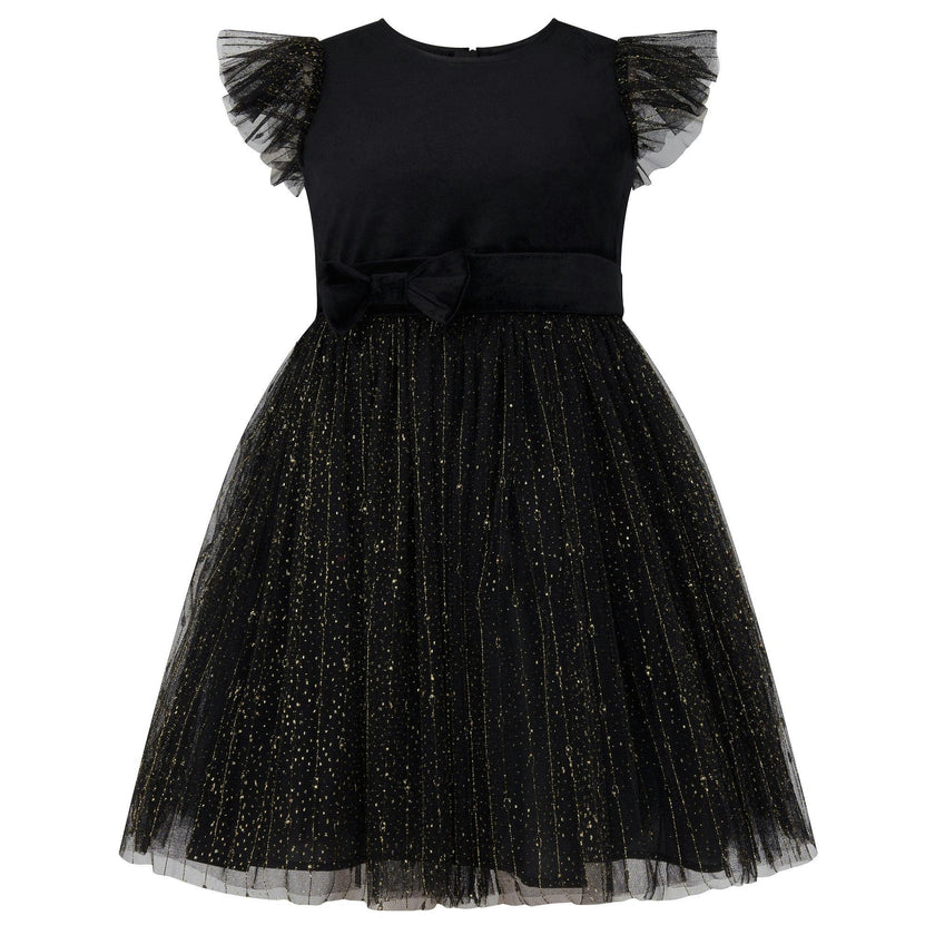 Wednesday Velvet & Glitter Tulle Party Dress